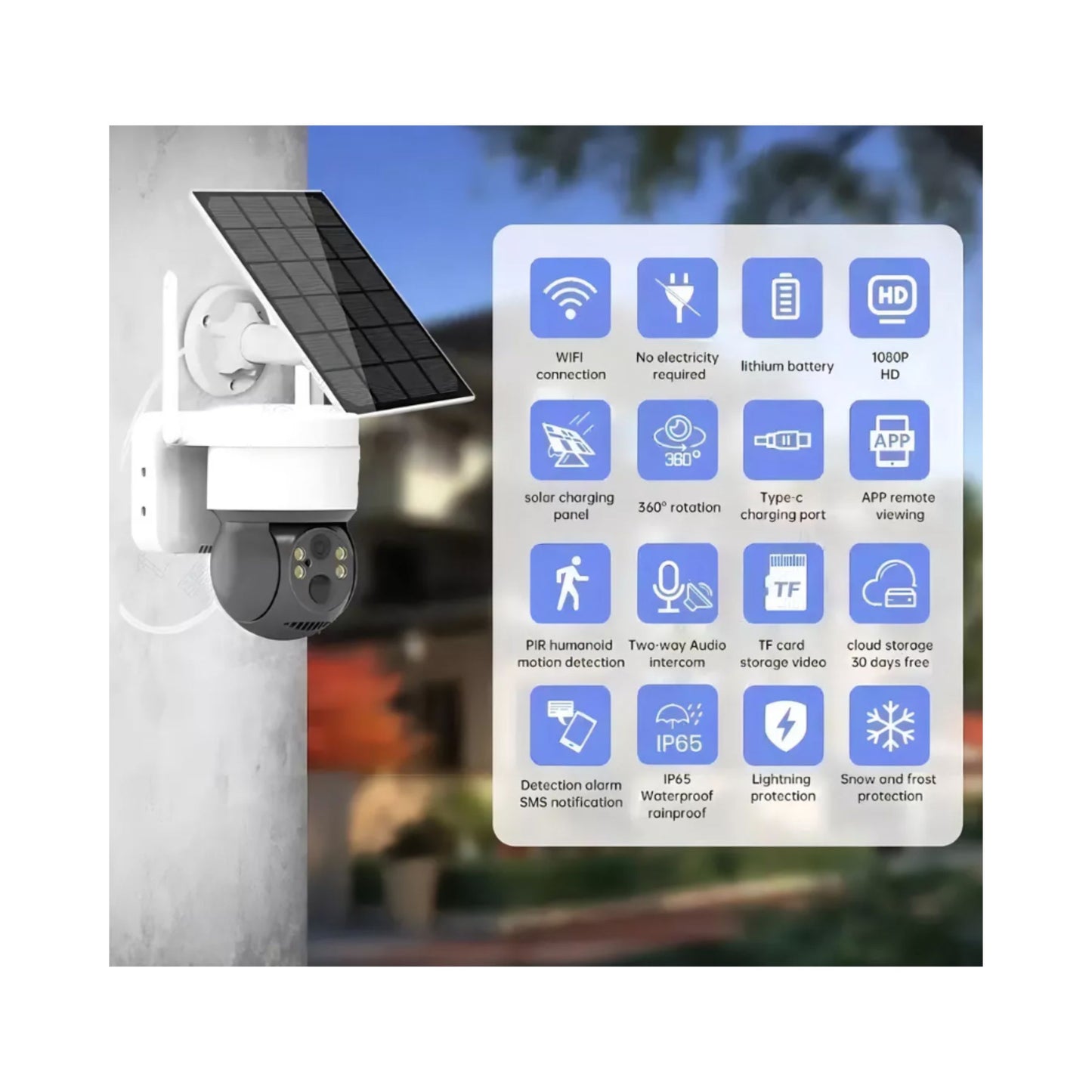 Cámara Solar WiFi Exterior Full HD + MicroSD + ENVIO GRATIS