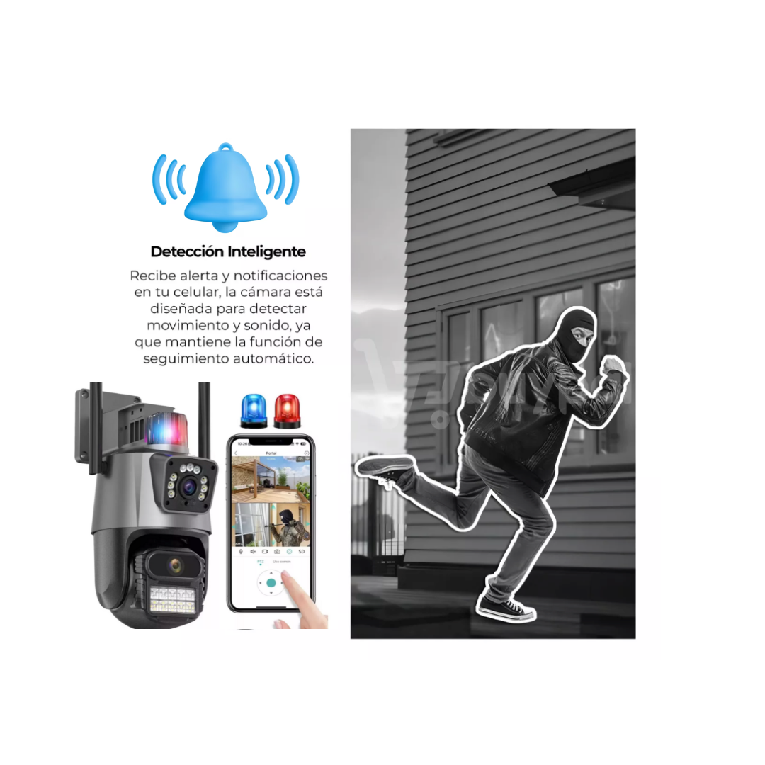 Cámara Domo WiFi Doble Lente HD con Alarma y Visión Nocturna + ENVIO GRATIS