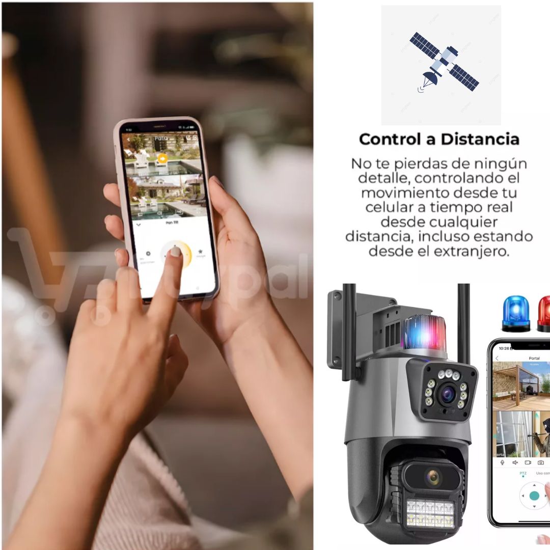 Cámara Domo WiFi Doble Lente HD con Alarma y Visión Nocturna
