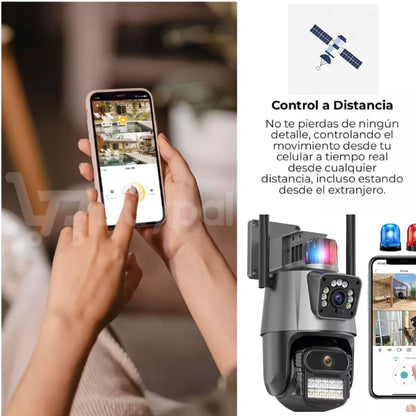 Cámara Domo WiFi Doble Lente HD con Alarma y Visión Nocturna