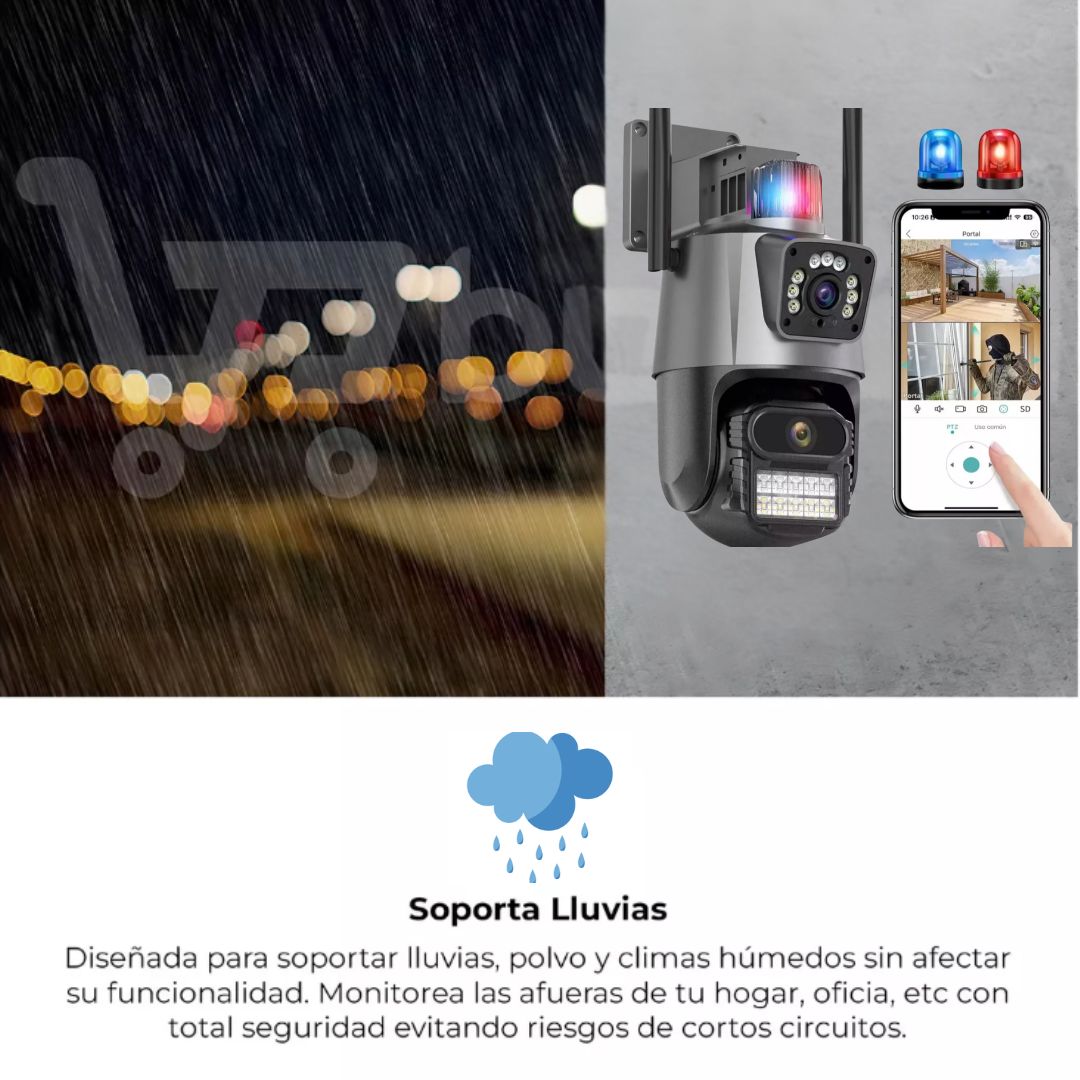 Cámara Domo WiFi Doble Lente HD con Alarma y Visión Nocturna