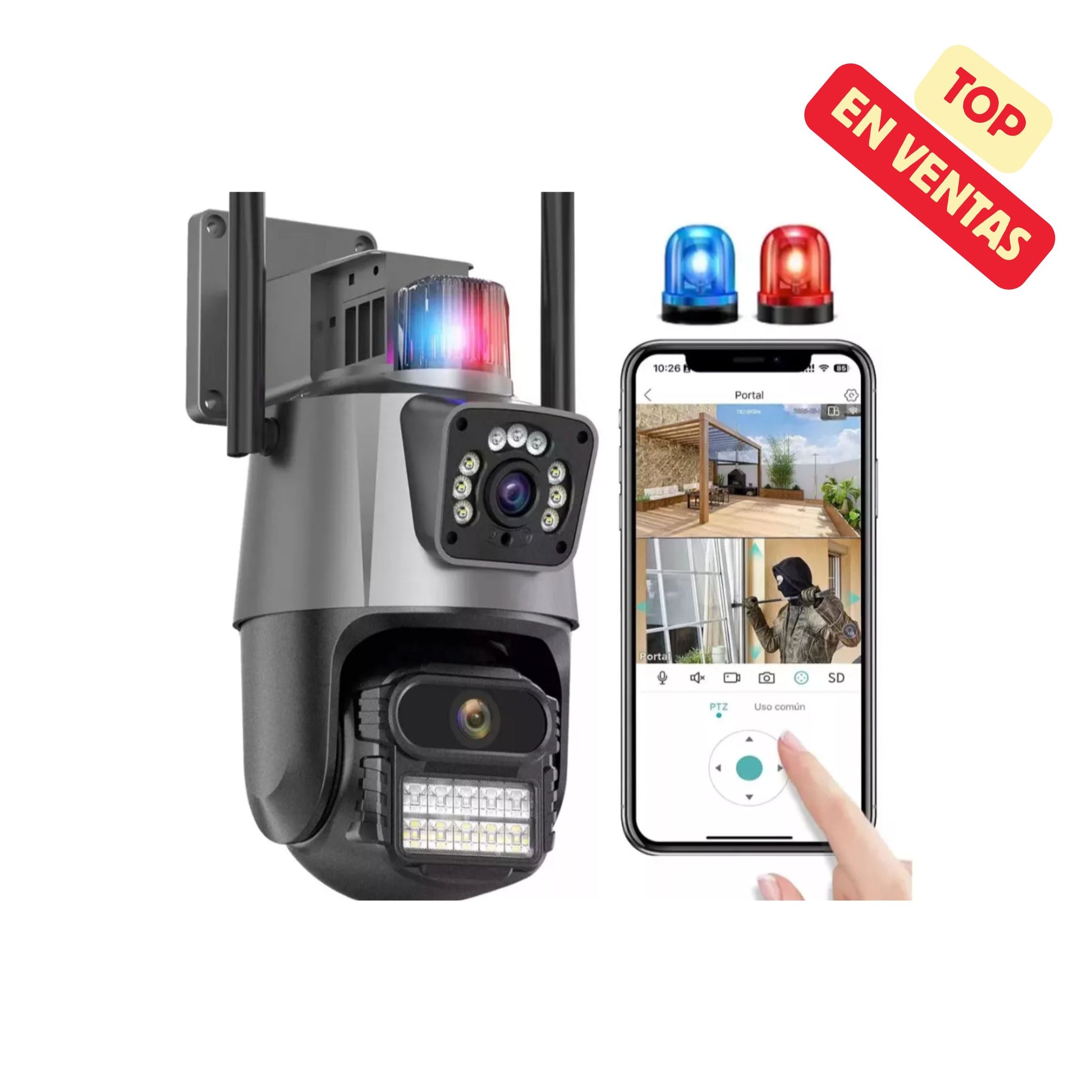 Cámara Domo WiFi Doble Lente HD con Alarma y Visión Nocturna + ENVIO GRATIS